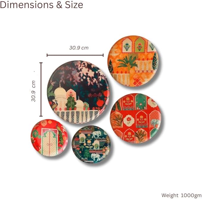 RITUALISTIC Vintage India Iron Wall Art Plates – Set of 5 Decorative Plates | Traditional Indian Wall Decor | Metal Wall Hanging for Living Room & Bedroom | Elegant Home Decor Accent |Christmas gifts