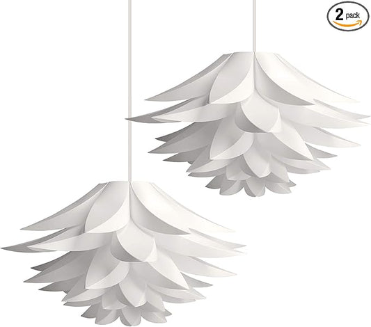kwmobile Puzzle Pendant Lamp Shade (Pack of 2) - Lotus Flower DIY Lampshade Kit for Hanging Ceiling Light or Floor Lamp - Diameter 20" (50cm) - White