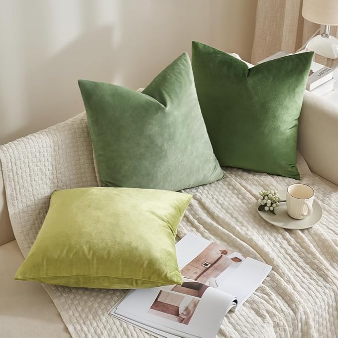 MIULEE Pack of 2 Sage Green Pillow Covers 12x20 Inch Decorative Velvet Throw Pillow Covers Modern Soft Couch Throw Pillows Farmhouse Home Decor for Spring Sofa Bedroom Living Room