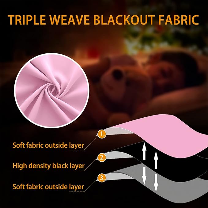 KOUFALL Thermal Insulated Winter Curtains for Kids Bedroom Nursery Girl, Grommet Black Out Curtains 96 Inch Long 2 Panels Set, 8FT Floor to Ceiling, Bubble Gum Pink