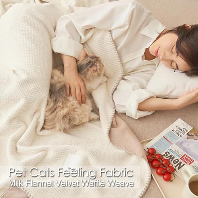 Luxury Softness Cozy Milk Flannel Velvet Waffle Weave Blanket, Pet Cat Feel, Nordic Modern Aetec Style, Lightweight Warm Plush Bed Twin Blanket Couch Sofa Travel Picnics, Burnt Orange 60"x80"