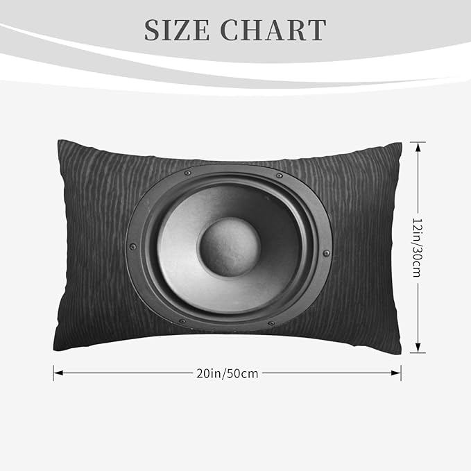 Speaker Pattern Lumbar Pillow Covers 12x20 Inch Set of 2 Black Audio Bass Throw Pillow Cover Speaker Music Sound Pillowcase Cushion Cases for Home Couch Bed Sofa
