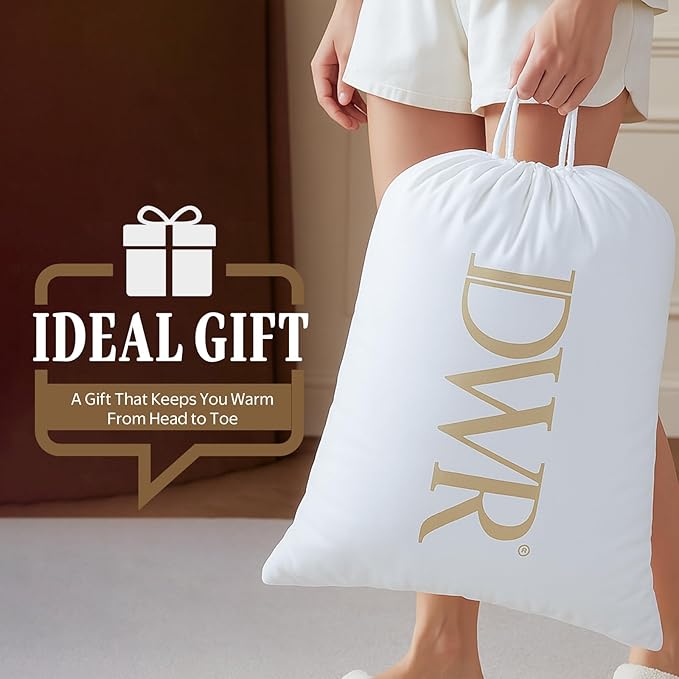 DWR Luxury Feather Down Fiber Comforter Super King Size, Ultra-Soft Egyptian Cotton-Blend Fabric, Light Weight for Hot Sleepers/Warm Weather Hotel Style Duvet Insert with Ties (120"x120", White)