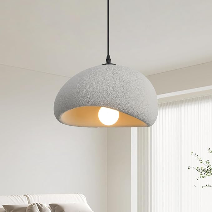 11.8in Wabi Sabi Pendant Lights Kitchen Island Lighting Fixture Ceiling Mount Grey Modern Japanese Lamp Japandi Chandelier for Dining Living Room Hallway Bedroom Restaurant Hanging Lamp