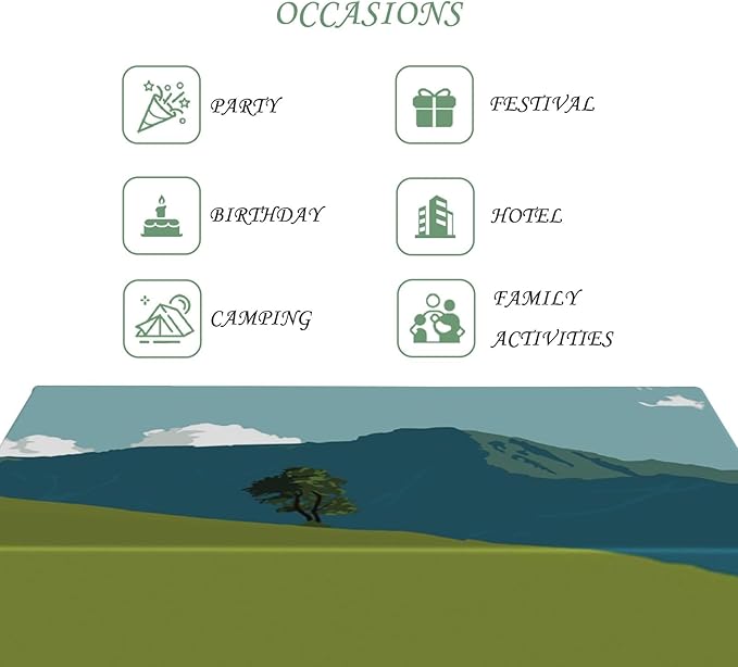 70x140 Inch Nature Rectangular Tablecloth Mountain Tree Sky Fairy Landscape Table Cloth Waterproof Durable Table Cover for BBQ Picnic Indoor Gaming Room Decor