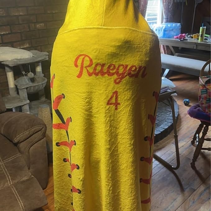 Personalized Baseball Field Hooded Blanket Custom Hooded Fleece Blanket with Name Softball Wearable Blanket University Team Blanket Gift for Sports Fans Kids Women Adult Graduation