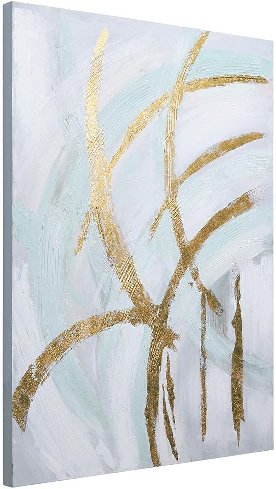 Empire Art Direct Abstract Wall Art Textured Hand Painted Canvas by Martin Edwards, Unframed, 40" x 30", Golden Streaks