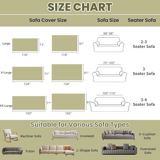 ROOMLIFE Green Sofa Cover, Vintage Boho Couch Cover for 3 Cushion Sofa, Soft Breathable Sofa Cover for Dog, Washable Furniture Sofa Protector Cover Blanket with Tassel for Living Room, 71 '' X 150''