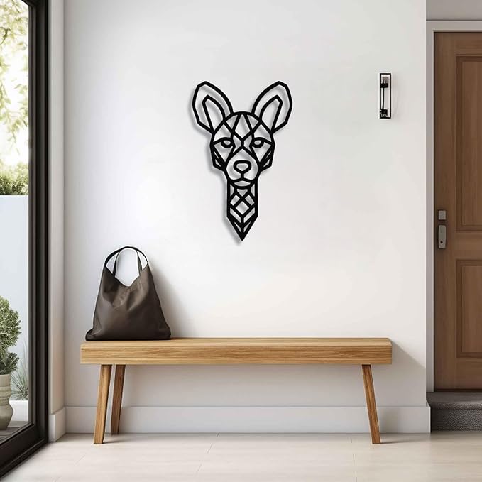 Geometric Animal Metal Wall Art – Modern Polygon Style Metal Wall Decor for Home, Living Room, or Office, Minimalist Wildlife Wall Sculpture, Black Steel Design (Style-4)