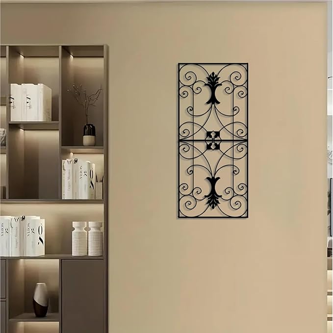 DUOOLN Large Metal Scroll Home Wall Decor , Square Geometric Art Wall Paintings, Abstract Minimalist Modern Metal line Hanging Sign, for Farmhouse Living Room Bedroom Indoor Outdoor Office Sculpture Decoration