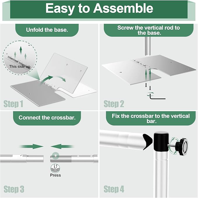 Heavy Duty Backdrop Stand, 8.5ft x 10ft Pipe and Drape Backdrop Stand Kit with Metal Flat Base, Adjustable Background Support System for Wedding Party Birthday Photoshoot Decoration - Silver