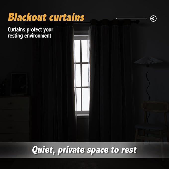 Anytime Home Curtains Blackout and Sheer Layered Solid Window Curtain Panel Pair with Grommet Top, 52Wx95L,Coffee