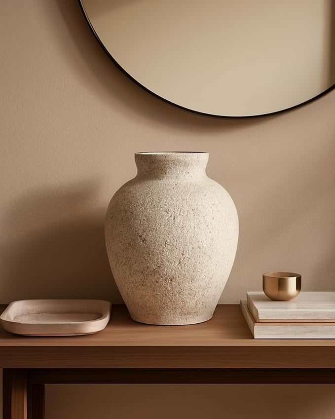 6.1 Inch White Ink Dot Vase, Rustic Ceramic Vase for Home Decor, Farmhouse Decorative Flower Vase for Living Room,Entryway, Table Centerpiece, Perfect for Pampas Grass, Eucalyptus