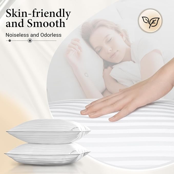 Basic Beyond Bed Pillows Queen Size Set of 4 - Down Alternative Pillows for Sleeping, Soft 20 x 28 Inches 4 Pack Queen Pillows for Back, Stomach or Side Sleepers, White