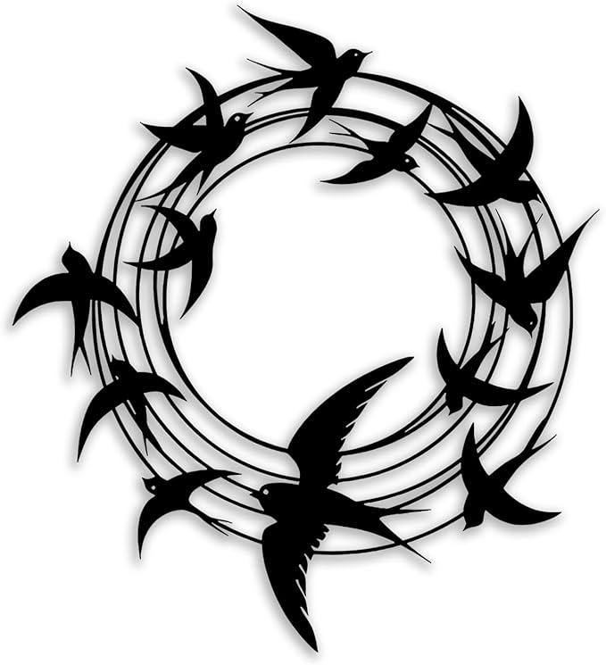 OPTYBVFD Flying Birds Metal Wall Decor - Room Decor Wall Art Home Decor for Living Room, Bedroom, Office，Outdoor, Courtyard (Black)