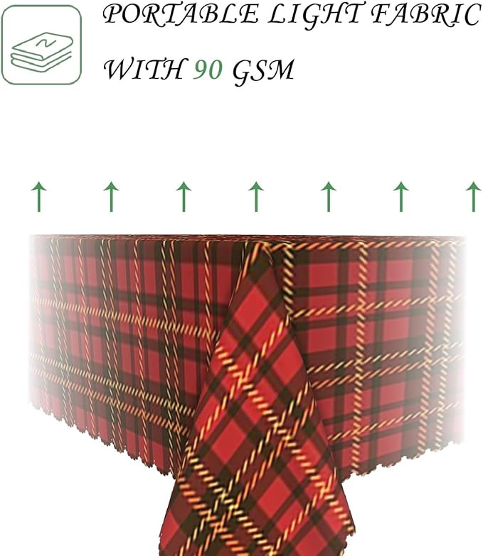 54x108 Inch Christmas Theme Rectangle Tablecloth Red Plaid Winter Folklore Table Cloth Washable Durable Table Cover for Kitchen Dining Banquet Ugly Christmas Sweater Party Decor