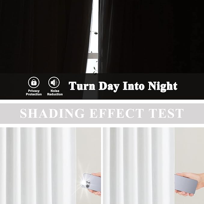 Vision Home White Pinch Pleated Full Blackout Curtains Thermal Insulated Window Curtains 112 inch for Living Room Bedroom Room Darkening Pinch Pleat Drapes with Hooks Back Tab 2 Panel 40" Wx112 L