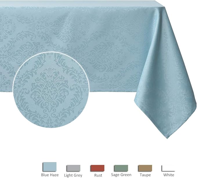 maxmill Square Tablecloth Damask Design Water Proof Wrinkle Free Heavy Weight Soft Tablecloth Decorative Table Cover for Outdoor and Indoor Use Square 60 x 60 Inch Blue Haze