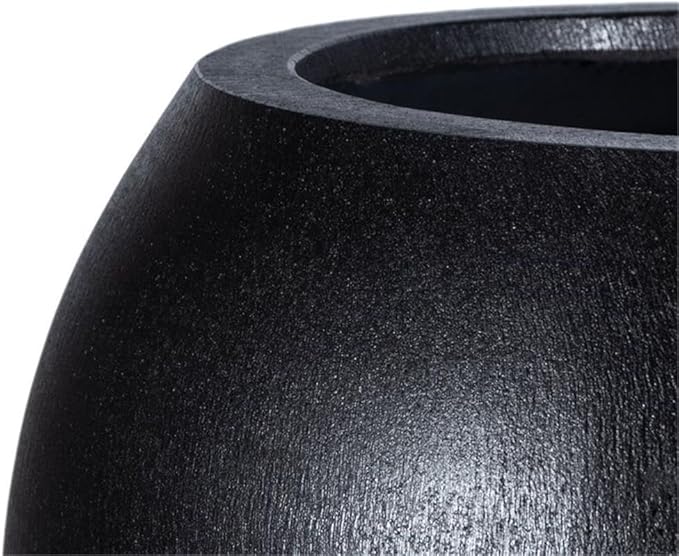 SAFAVIEH Outdoor Collection Kenslia Black Concrete Planter (Fully Assembled)