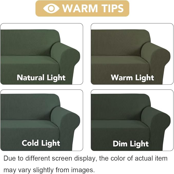 H.VERSAILTEX Stretch Cover for Couch Soft Furniture Covers Slip Covers for 3 Cushion Couch Sofa Feature Thick Checked Jacquard Fabric with Elastic Bottom, Sofa Large - Bronze Green