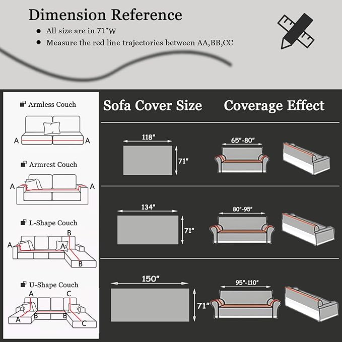DREAMINGO Couch Cover Reversible Chenille 3 Seat Sofa Covers for Dogs Pets Dark Grey Couch Protector for 3 Cushion Couch Sofa Vertical Stripe Jacquard Sofa Slipcover Sectional, 71"x134"