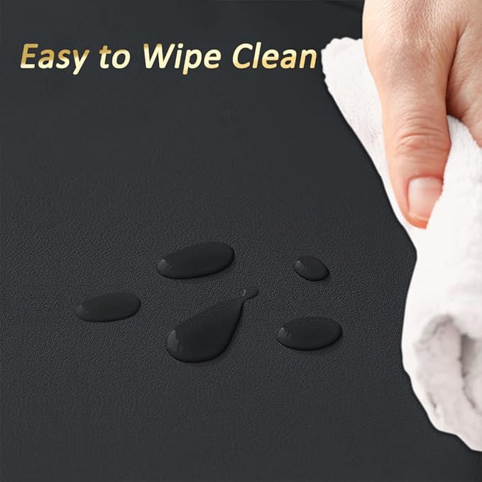 Faux Leather Placemats Set,Round PU Dinning Table Mats,Wipeable Easy to Clean Stain Resistant Heat Resistant Waterproof Place Mats Durable Plate Mats for Table Nordic Style (Black(4Pack))