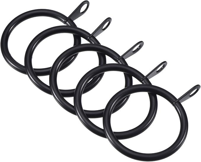 Shappy 20 Pack Metal Black Curtain Rings 1.2 inch Metal Hanging Rings for Curtains and Rods Drape Sliding Eyelet Rings Internal Diameter