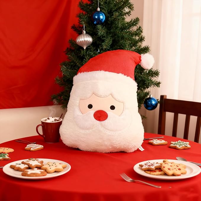 Christmas Plush Pillow Stuffed Santa Claus Plush Doll Toy, Cute Christmas Decoration Soft Birthday Gifts for Kids 15 Inch