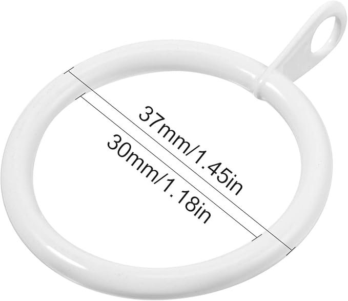 Shappy 40 Pack Metal Drapery Curtain Rod Rings with Eyelets Internal Diameter 1.18in Fits up to 0.79in Rod Hanging Drape Sliding Eyelet White Rings for Window Door Shower Bathroom