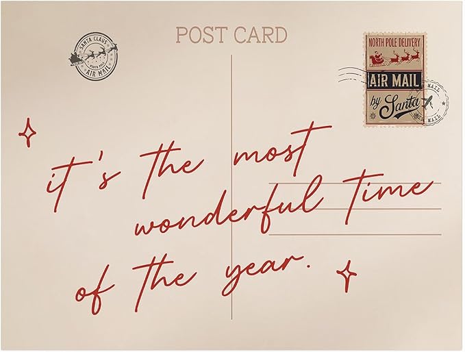 Holiday Wall Art,It's The Most Wonderful Time Of The Year Print, Fun Christmas Aesthetic Prints,Vintage Postcard Poster,Modern Christmas Decor