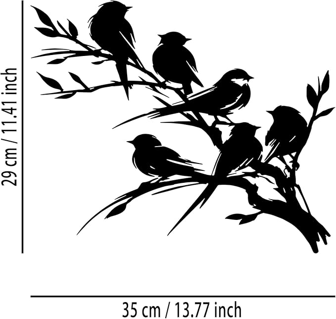 Birds on Branch Tree Metal Wall Decor - Nature Farmhouse Room Decor Wall Art Home Decor for Living Room, Bedroom, Dining Room, Bathroom, Office, Courtyard, Outdoor (Black)