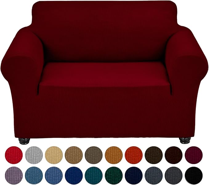 Joccun Stretch Chair Couch Cover,1-Piece Sofa Slipcover Spandex Jacquard Fabric Sofa Covers with Elastic Bottom,Washable Furniture Protector for Dogs,Cats,Kids(Armchair,Red Dahlia)