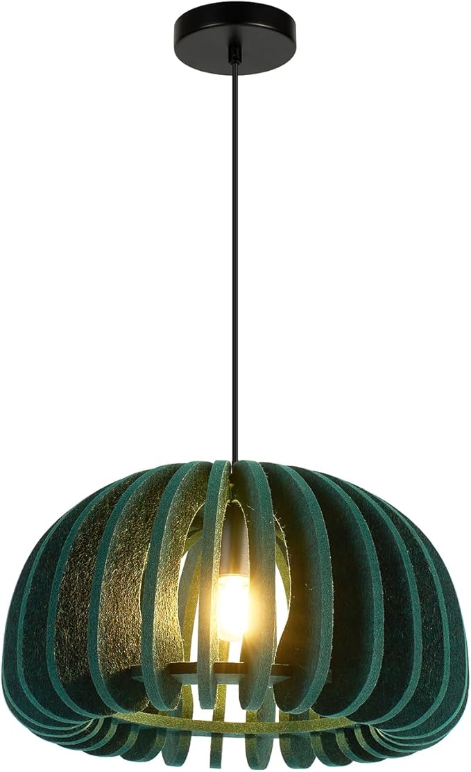 Pendant Light with Felt Lampshade, Modern Hanging Lamp Fixture, DIY Acoustic Pendant Light Chandeliers for Kitchen Island, Living Room, Dining Room, Bedroom, Office (D13.7"x7.8")