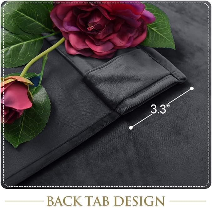 StangH Gray Velvet Curtains 84 Inches Long - Luxury Back Tab Blackout Drapes Thermal Insulated Noise Reducing Curtain Panels for Bedroom/Living Room, W52 x L84, 2 Panels