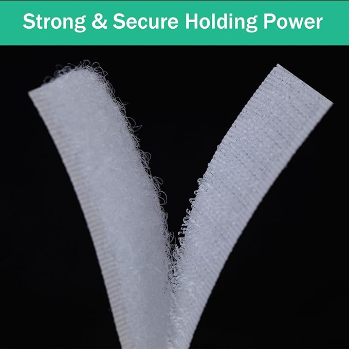1-1/2 Inch Sew on Hook and Loop Strips | Easy to Sew | Excellent Grip | Non-Adhesive Back Nylon Fabric Fastener Strips for Clothing Sewing Crafts and DIY Projects, White, 1-1/2in x 3yd
