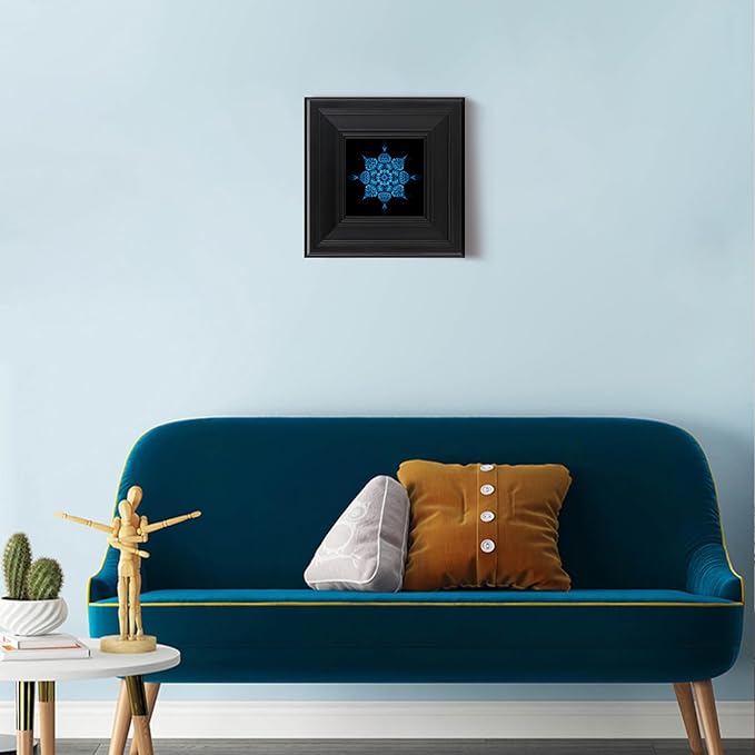 Brivoria Mandala Wall Art Home Decor, Framed Blue Celestial Bloom Mandala Artwork, Modern Spiritual Accent for Meditation Corner Desk Shelf or Bedroom, Tranquil Wall and Tabletop Display, 8x8