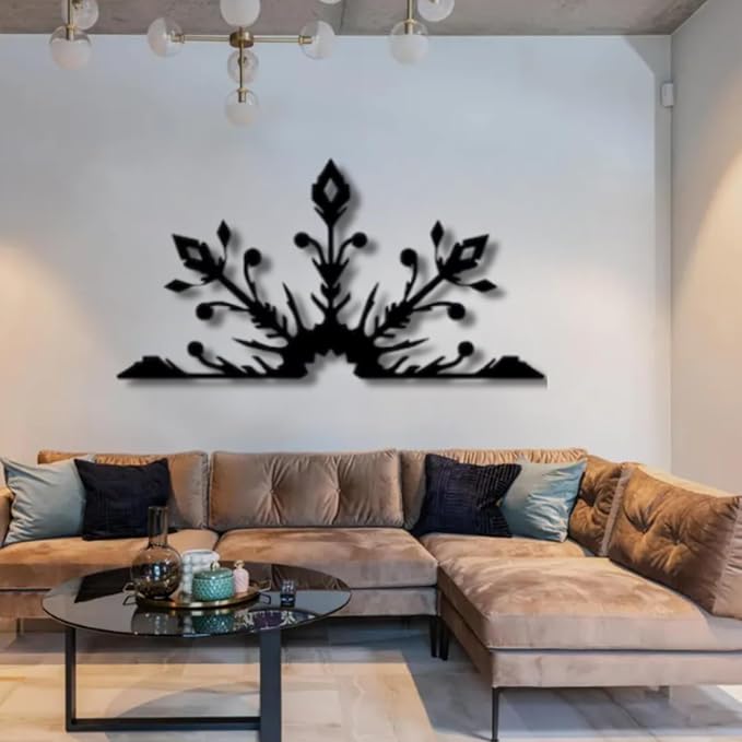 Snowflake Metal Wall Art, Geometric Metal Wall Decor, Nordic Style Wall Sculpture for Bedroom, Winter Home Decor Accent, Housewarming Gift (White-35"X18")