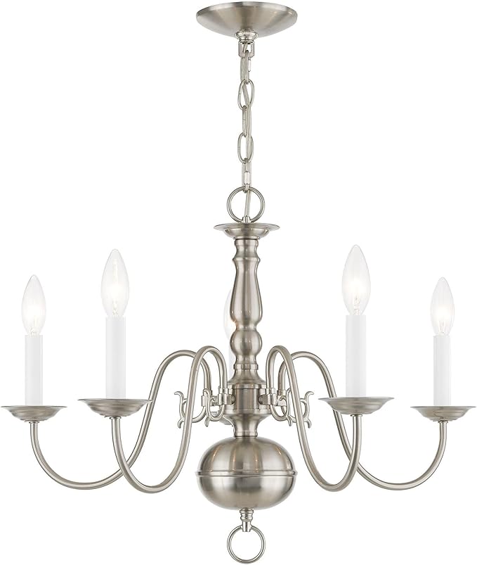 Livex Lighting 5005-91 Williamsburgh Chandelier With No Shades, 18" x 24" x 18", Brushed Nickel