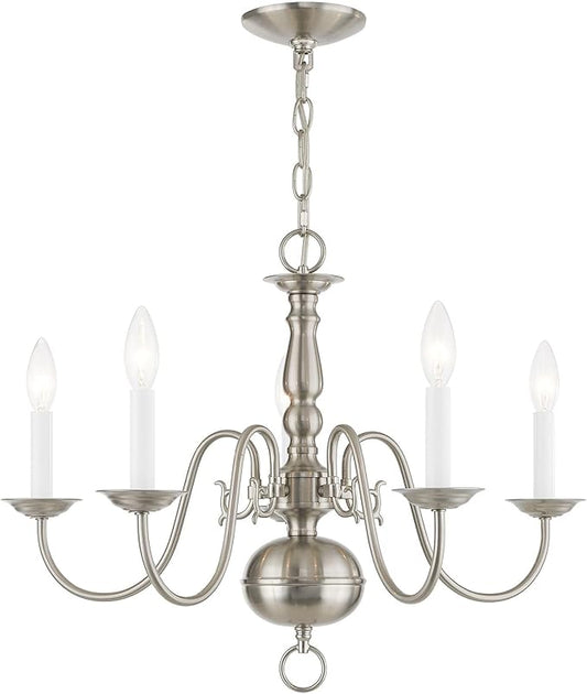 Livex Lighting 5005-91 Williamsburgh Chandelier With No Shades, 18" x 24" x 18", Brushed Nickel
