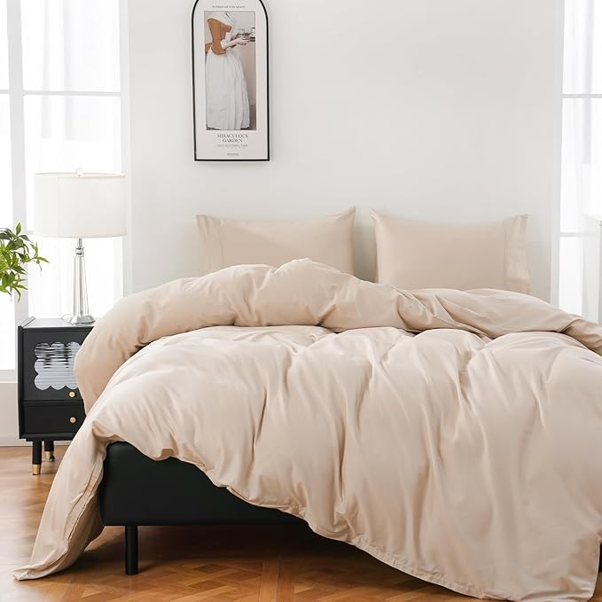 100% Organic Cotton Duvet Cover King 400 Thread Count Sateen Comforter Cover Soft and Breathable Cooling Bedding Set 3 Piece（Dusty Pink,King）