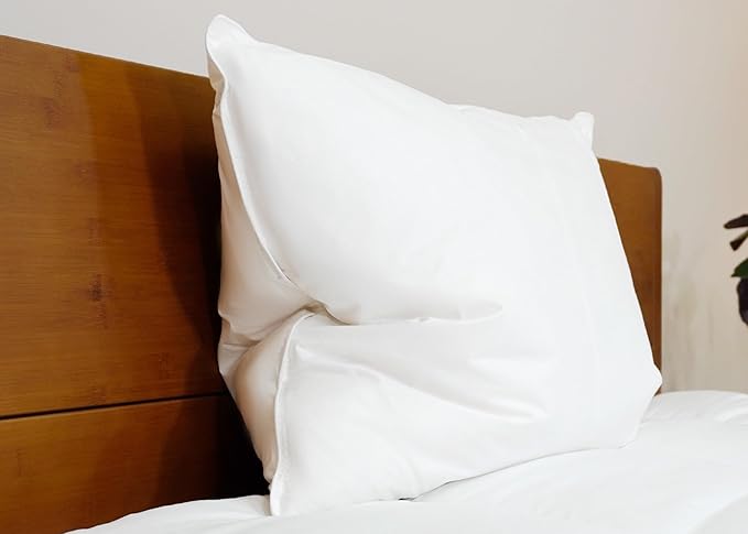 White Duck Down & Feather Pillow - Pillows with Soft-Medium Support for Side & Back Sleepers Queen Size