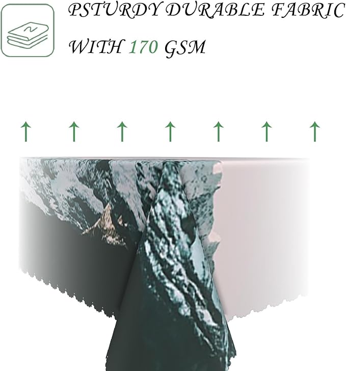 54x70 Inch Nature Rectangular Tablecloth Clear Sky Snow Mountain Table Cloth Waterproof Durable Table Cover for Picnic Indoor Bedroom Decor