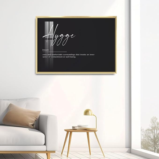 Hygge Print, Hygge Definition Poster, Hygge Gift, Hygge Sign, Scandinavian Print, Danish Print, Danish Wall Art Poster Wall Art Bedroom Decor Office Room Kitchen Decor Aluminum Gold-style 12x16inch(3