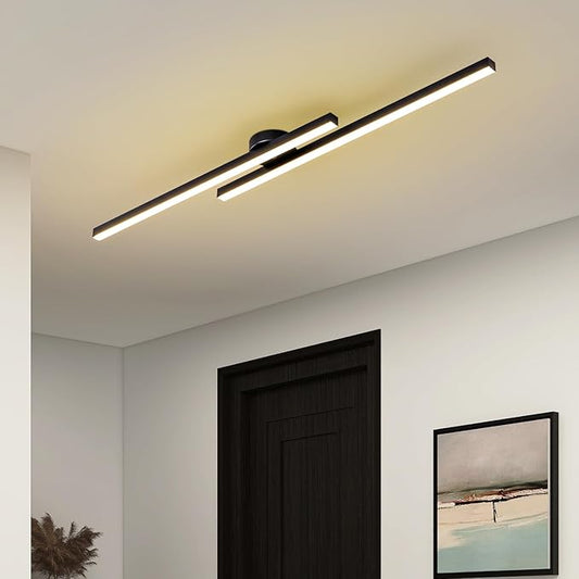JAYMP Modern Ceiling Light with Remote, 43.3" Black Sputnik Ceiling Lamp, 32W Dimmable LED Lighting Fixture for Dining Room Living Room Kitchen Island, 2 Lights