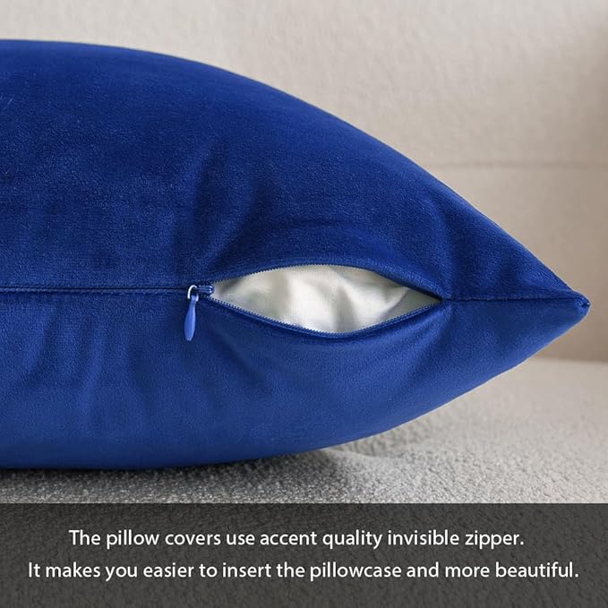 MIULEE Pack of 2 Royal Blue Pillow Covers 18x18 Inch Decorative Velvet Throw Pillow Covers Modern Soft Couch Throw Pillows Farmhouse Home Decor for Spring Sofa Bedroom Living Room