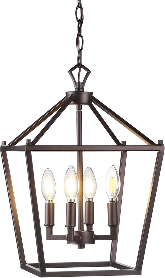 JONATHAN Y JYL7436A Pagoda Lantern Dimmable Adjustable Metal LED Pendant Classic Traditional Farmhouse Dining Room Living Room Kitchen Foyer Bedroom Hallway, 12 in, Oil Rubbed Bronze