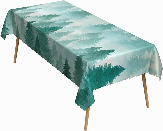 54x108 Inch Nature Rectangular Tablecloth Watercolour Pine Forest Fairyland Table Cloth Waterproof Durable Table Cover for Holiday Picnic Gaming Room BBQ Decor