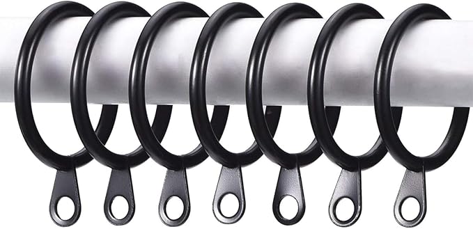 Shappy 40 Pack Metal Drapery Curtain Rod Rings with Eyelets Internal Diameter 0.98in Fits up to 0.7in Rod Hanging Drape Sliding Eyelet Black Rings for Window Door Shower Bathroom