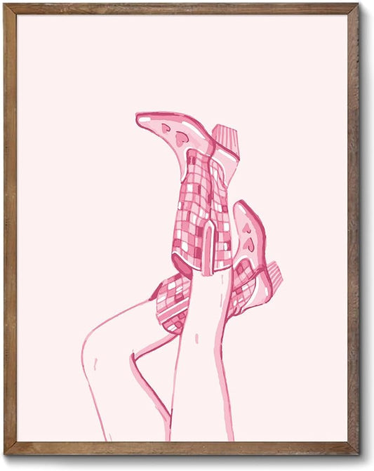 Trendy Pink Bows Wall Art, Trendy Pink Bows Canvas, Light Pink Cute Girly Lucky Canvas Poster Prints, Girly Room Aesthetic Wall Decor Painting For College Apartment Living Room 8x10 Unframed