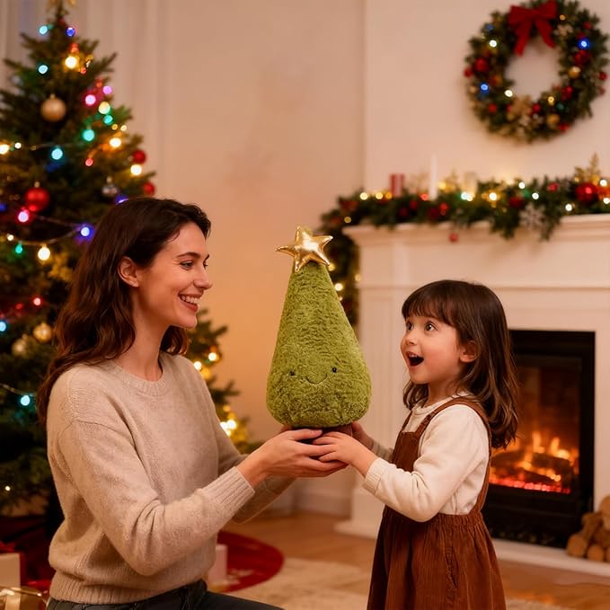 Christmas Tree Plush Stuffed Animal Plush Toy, 15.8" Reindeer Decor Kawaii Birthday Gifts for Kids Girls Boys